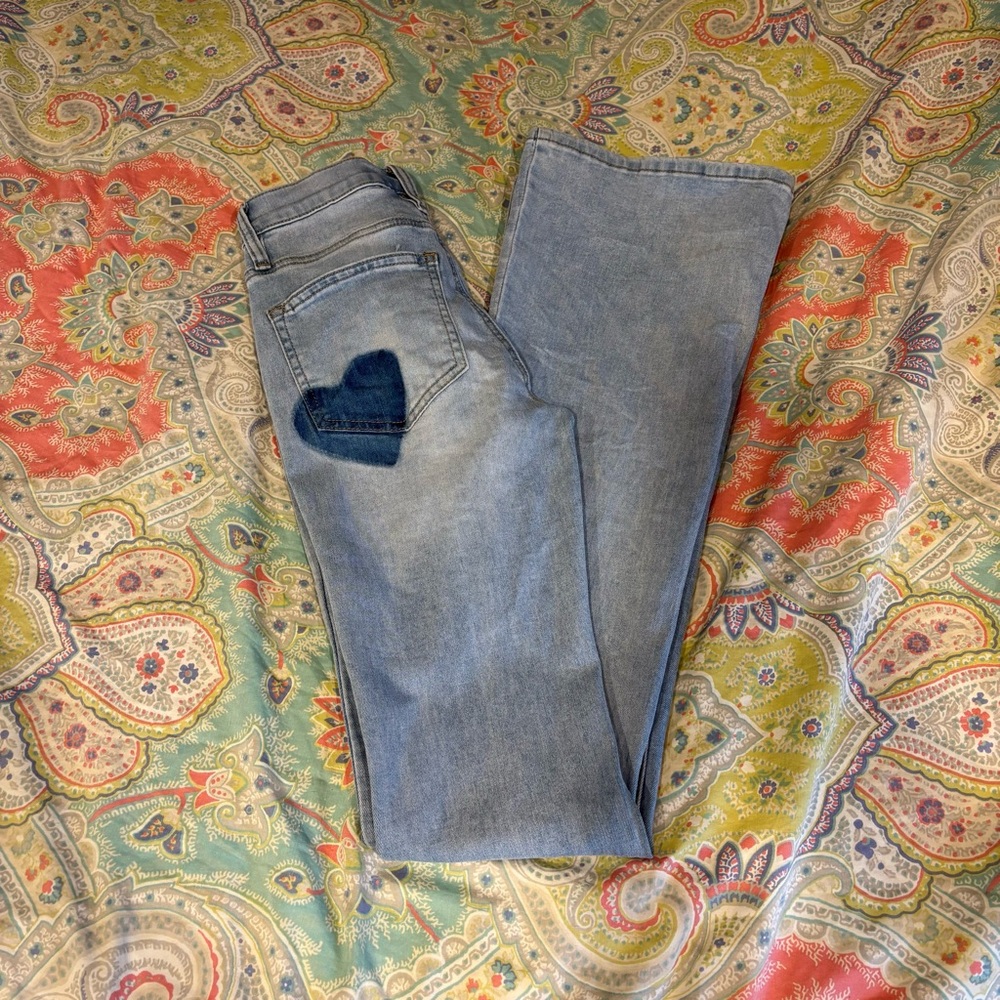 Fashion Nova Ladies Flare Jeans with Blue Heart on Pocket